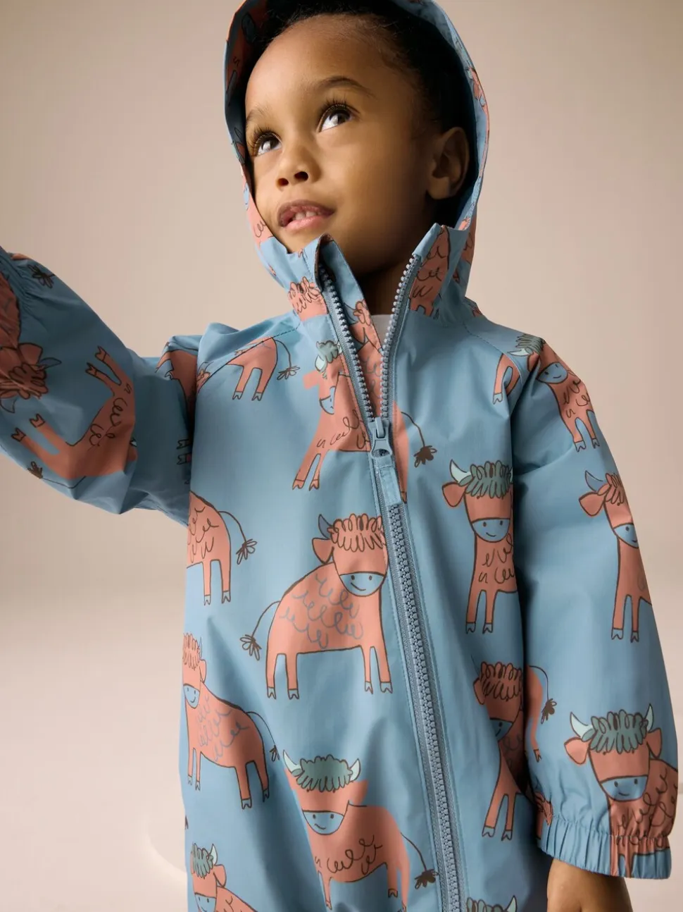 Blauwe Hamish Print - Waterdicht regenpak met fleecevoering (3 mnd-7 jr)