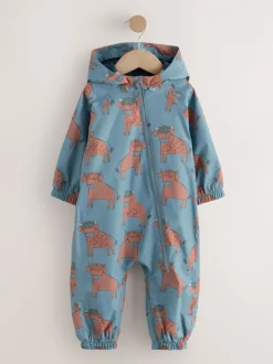 Blauwe Hamish Print - Waterdicht regenpak met fleecevoering (3 mnd-7 jr)