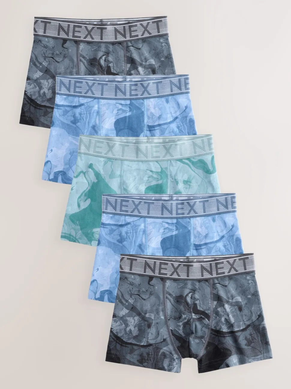 Blauwe marmerprint - Verpakking van 5 boxers (2-16jr)