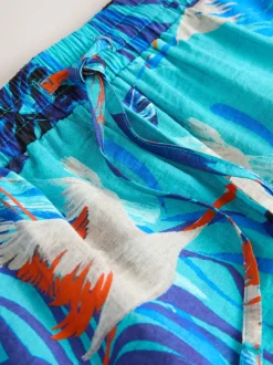 Blauwe print - Sportshort met contrasterende Streep