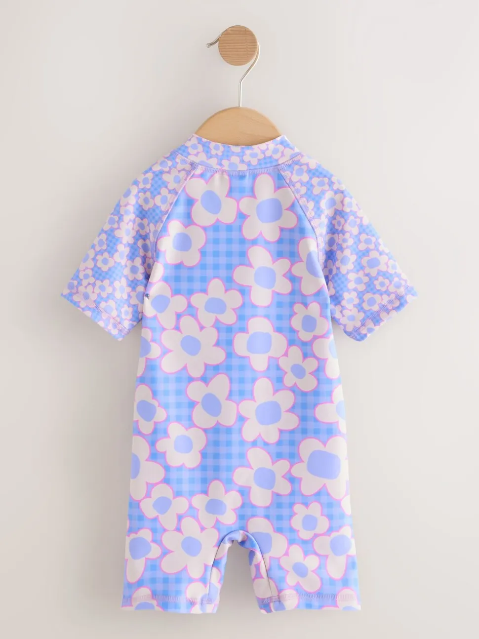 Blauwe Stampy Bloemen - Zonbeschermend badpak (3 mnd-10 jr)