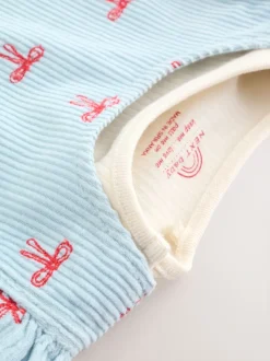 Blauwe Strik - Set van corduroy pinafore, bodysuit met lange mouwen en maillot voor baby's (0mnd-2jr)