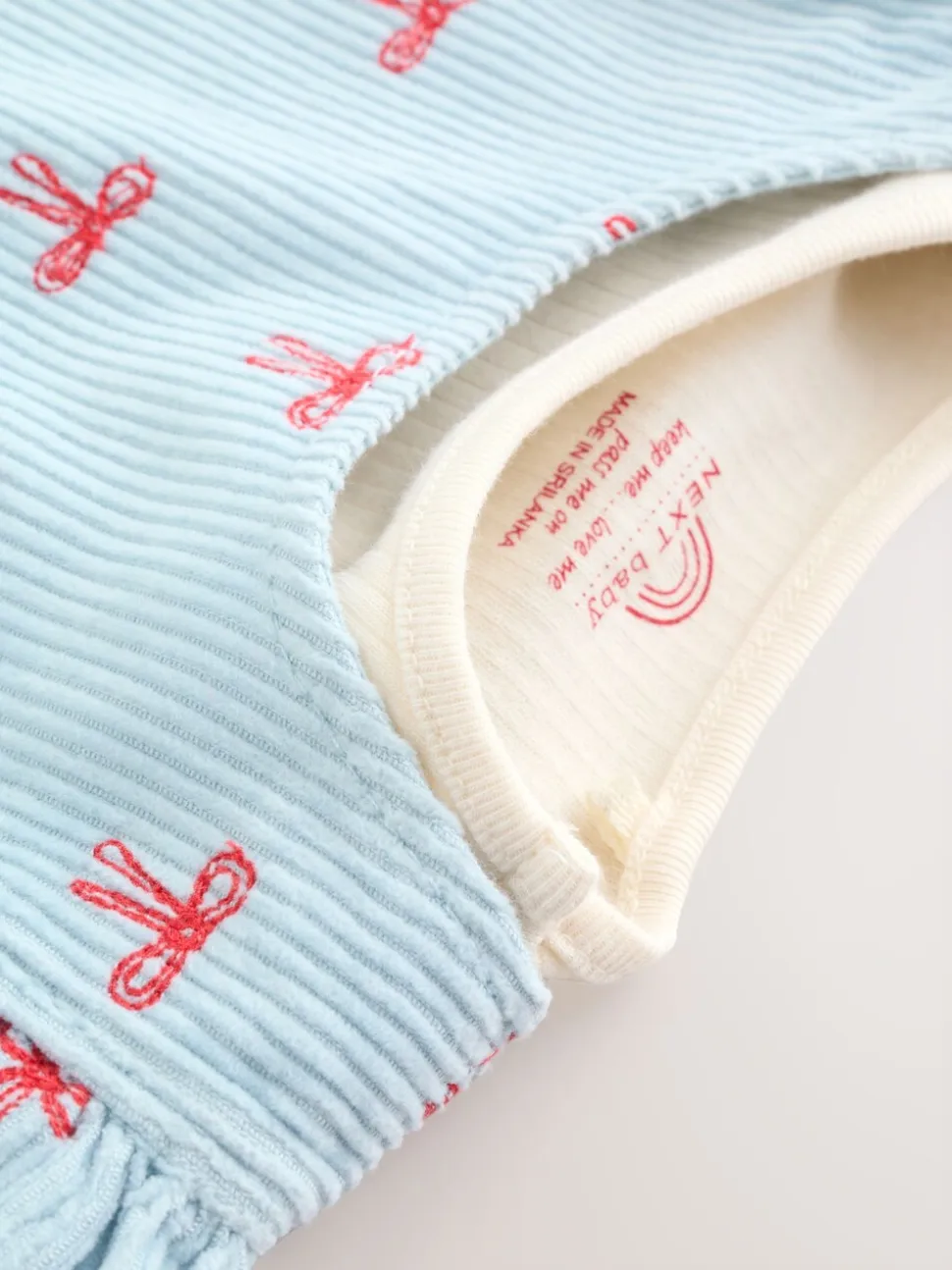 Blauwe Strik - Set van corduroy pinafore, bodysuit met lange mouwen en maillot voor baby's (0mnd-2jr)