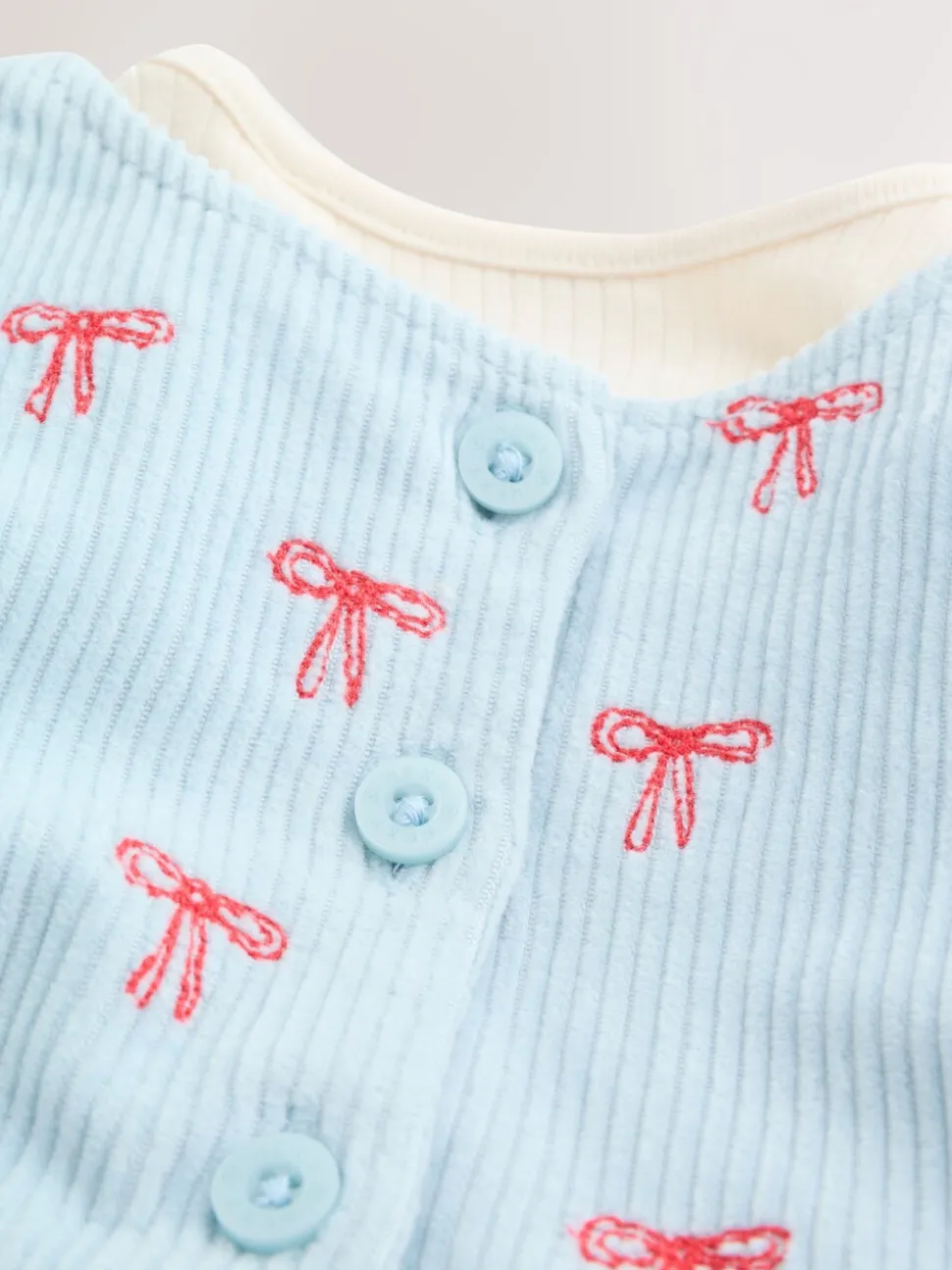 Blauwe Strik - Set van corduroy pinafore, bodysuit met lange mouwen en maillot voor baby's (0mnd-2jr)