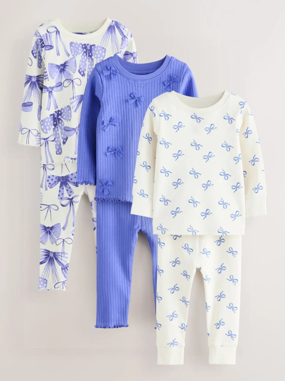 Blauwe strikken - Verpakking van 3 knusse pyjama's (9 mnd-12 jr)