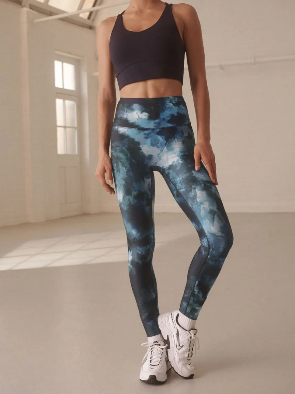Blauwe verfPrint - Power Active sportlegging