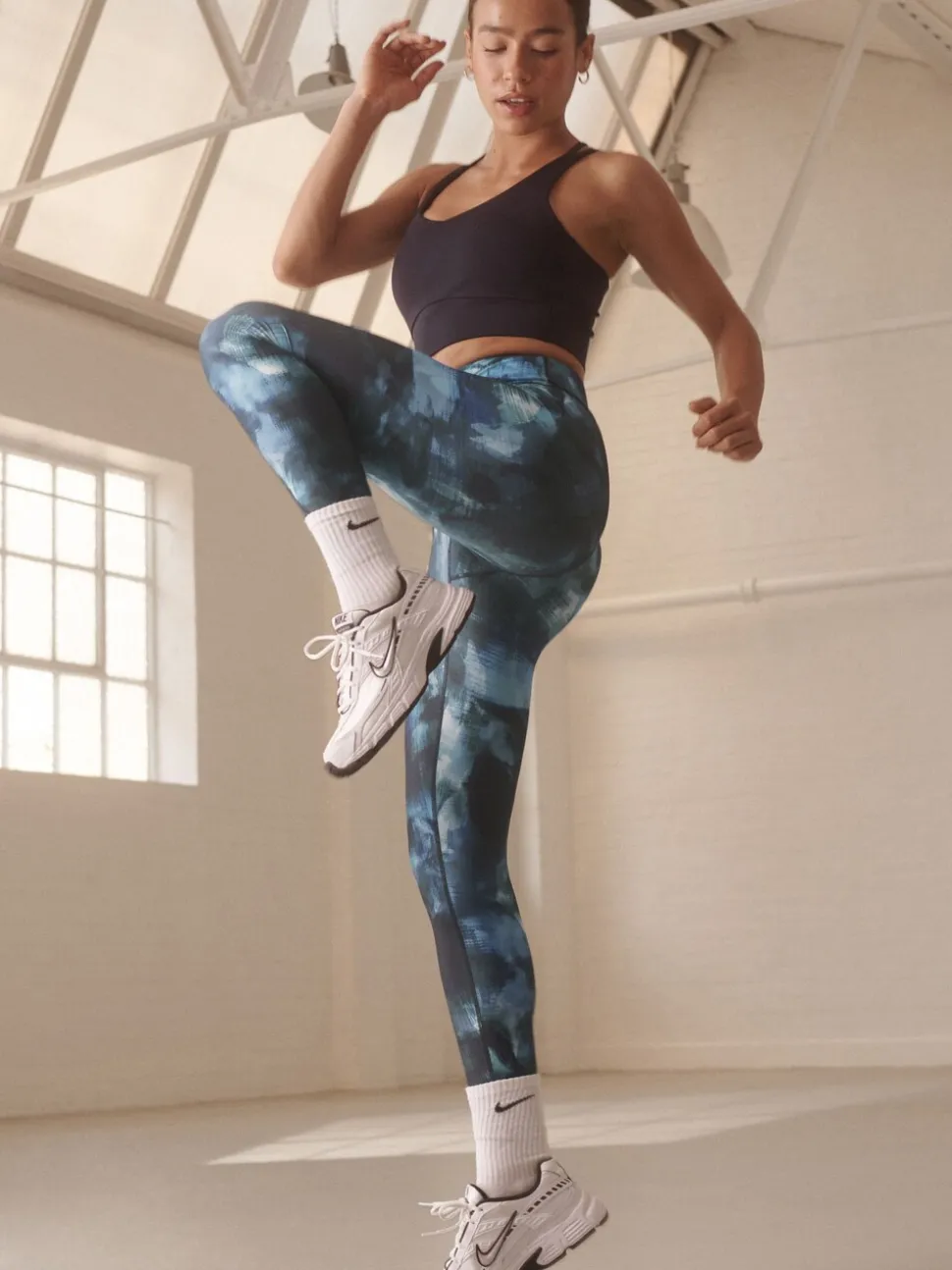 Blauwe verfPrint - Power Active sportlegging