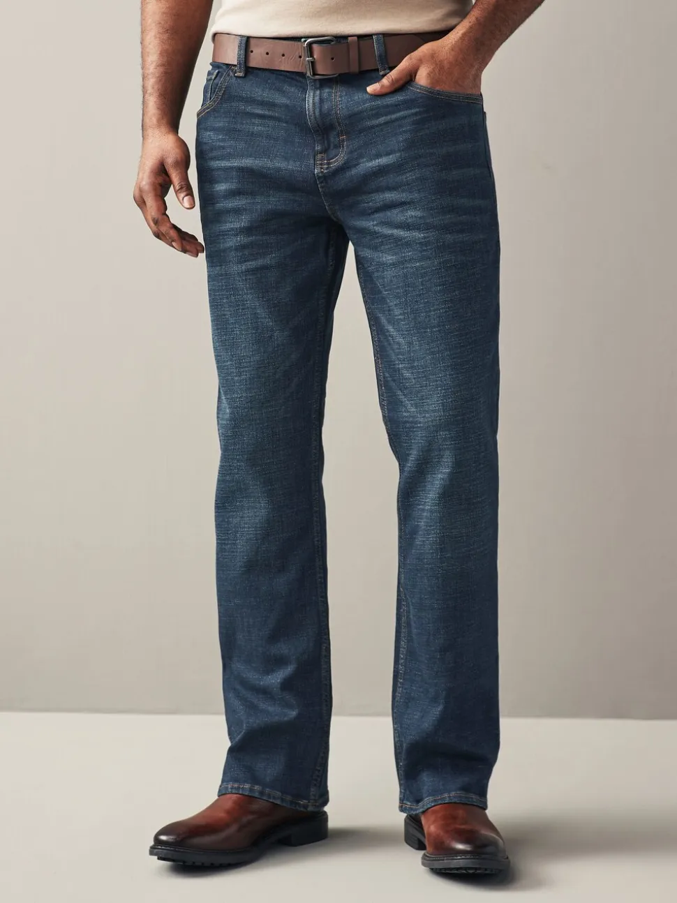 Blauwe wassing - Bootcut - Authentic jeans met riem
