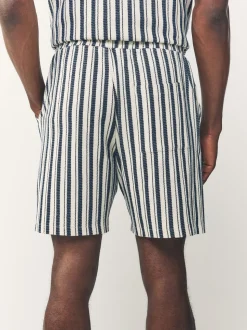 Blauw/ecru - Shorts met verticale strepen