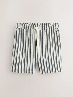 Blauw/ecru - Shorts met verticale strepen