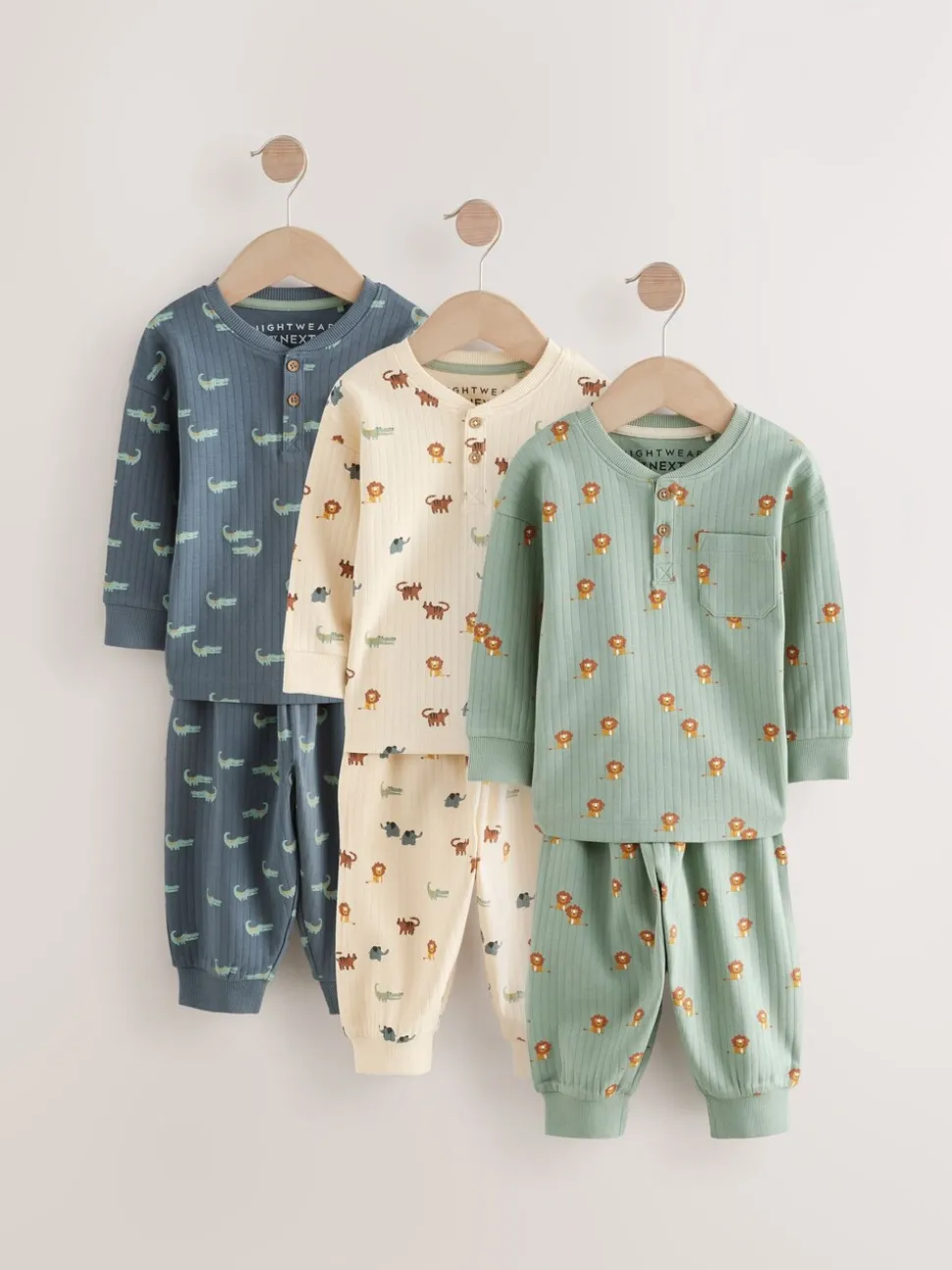 Blauw/ecru - Verpakking van 3 oversized pyjama's 3 (9mnd -10jr)