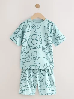 Blauwe/Zwarte/Groene voetbal - Set van 3 pyjama's met short (3-16 jr)