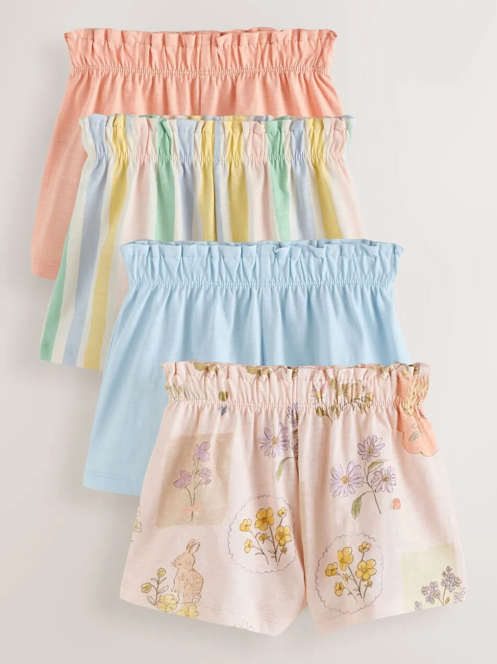 Blauw/geel - Set van 4 shorts (3 mnd-7 jr)