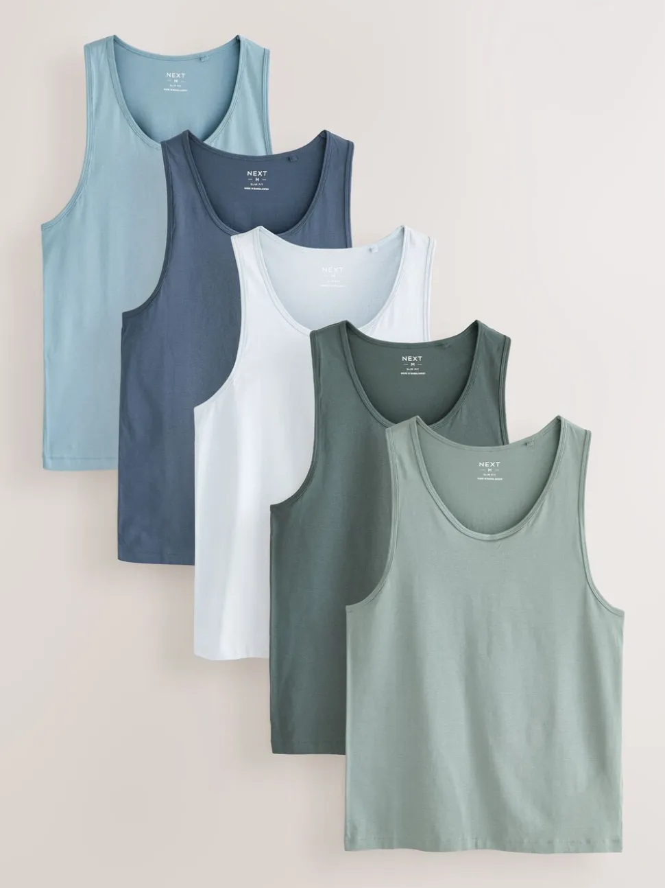 Blauw/grijs - Set van 5 100% katoenen hemden met laagjes