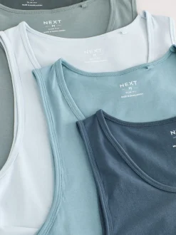 Blauw/grijs - Set van 5 100% katoenen hemden met laagjes