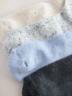 Blauw/grijs - Set van 4 paar sokken met kussenzool