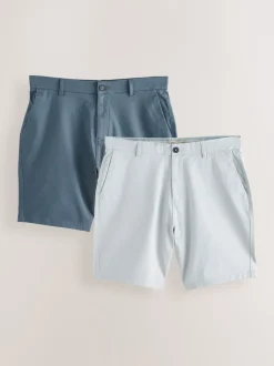 Blauw/grijs - Straight fit - Set van 2 chinoshorts met stretch