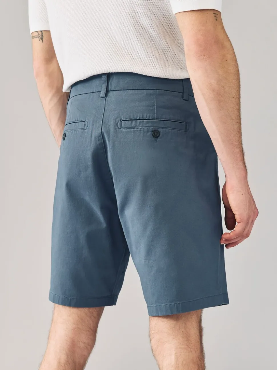 Blauw/grijs - Straight fit - Set van 2 chinoshorts met stretch