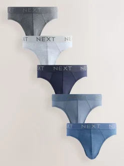 Blauw/grijs - Verpakking van 5 - Katoenrijke slips