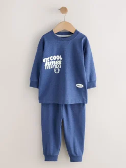 Blauw/grijs met slogan - Verpakking van 3 relaxed fit pyjama's (9mnd-10jr)