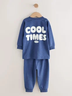 Blauw/grijs met slogan - Verpakking van 3 relaxed fit pyjama's (9mnd-10jr)