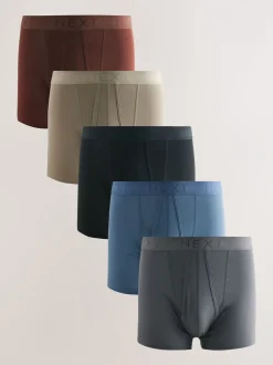 Blauw/grijs/ecru/rood/zwart - Verpakking van 5 - Boxershorts met A-voorkant