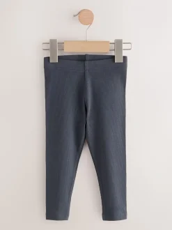 Blauw/grijs/gestreept - Verpakking van 5 geribbelde Leggings (3mnd -7jr)