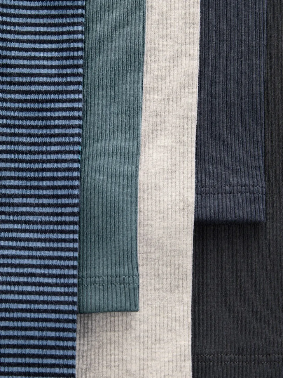 Blauw/grijs/gestreept - Verpakking van 5 geribbelde Leggings (3mnd -7jr)