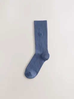 Blauw/grijs/groen - Verpakking van 8 - Frisblijvende sokken met borduursel