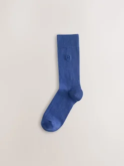 Blauw/grijs/groen - Verpakking van 8 - Frisblijvende sokken met borduursel