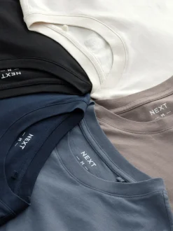 Blauw/grijs/neutraal - Normale Pasvorm - verpakking van 5 regular-fit T-shirts met lange mouwen van 100% katoen
