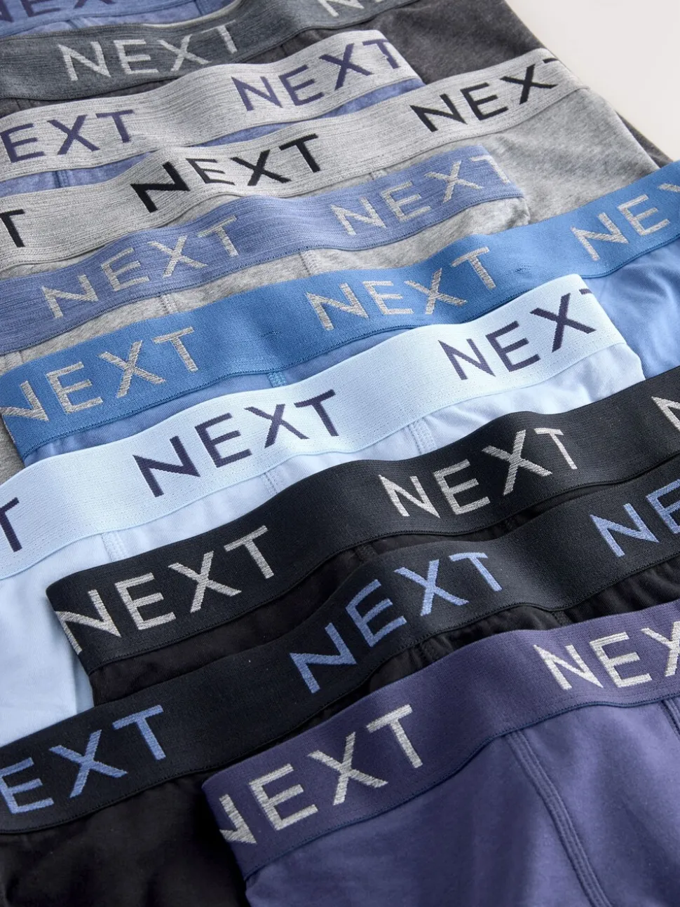 Blauw/grijs/zwart - Katoenrijke trunk boxershorts verpakking van 10