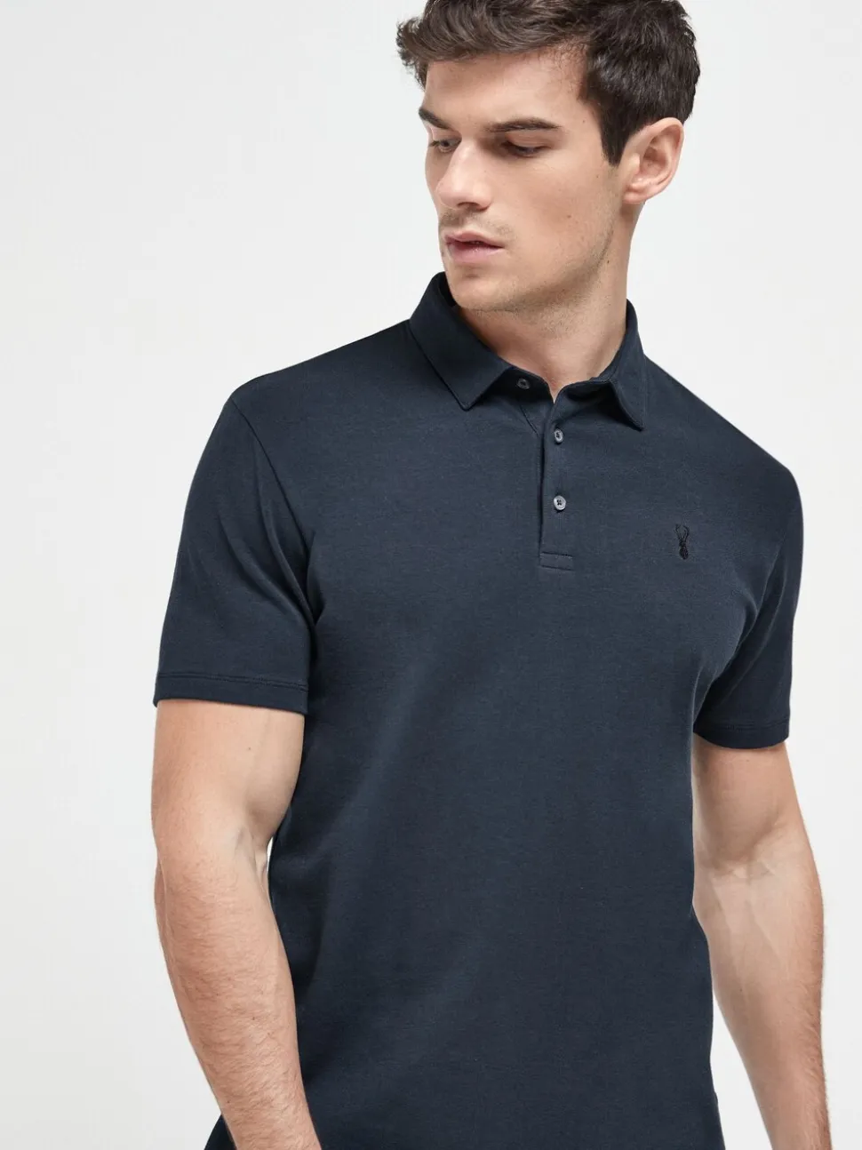 Blauw/grijs/zwart - Set van 3 jersey poloshirts met korte mouwen