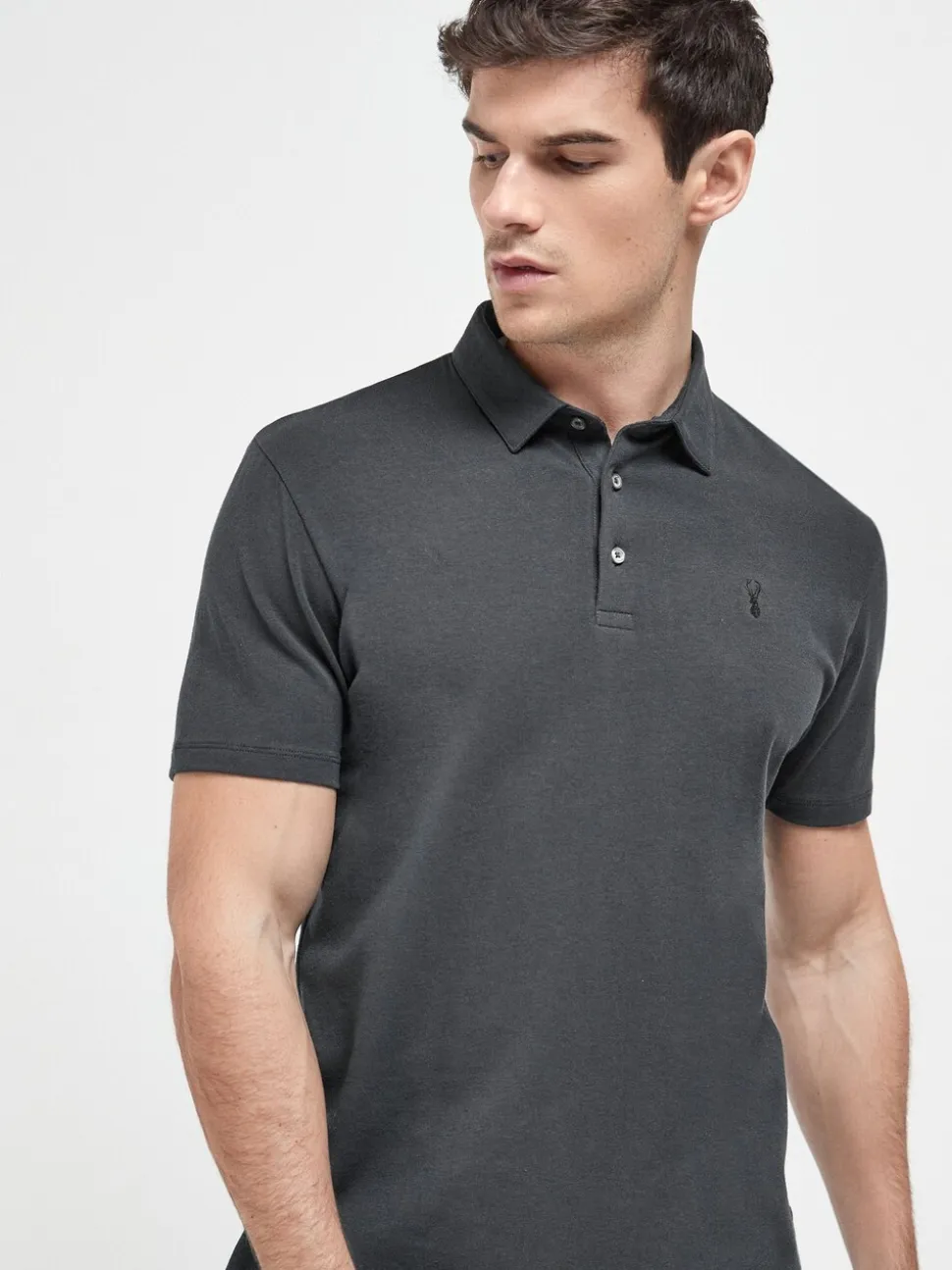 Blauw/grijs/zwart - Set van 3 jersey poloshirts met korte mouwen