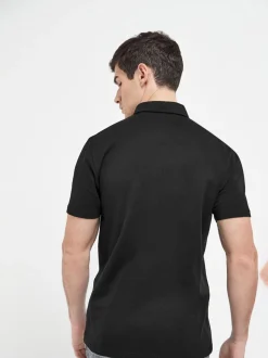 Blauw/grijs/zwart - Set van 3 jersey poloshirts met korte mouwen
