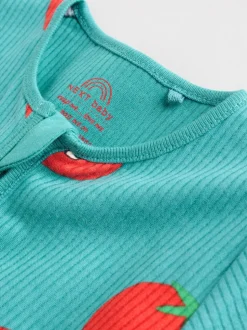Blauwgroen - 3 Pack Baby-pyjama's met tweewegrits (0mnd -3jr)