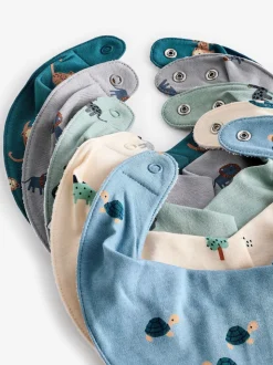 Blauwgroen - 5 Pack Dribble Baby 100% Cotton Bibs
