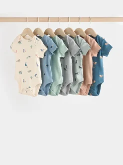 Blauwgroen - Baby 100% katoenen bodysuits verpakking van 7