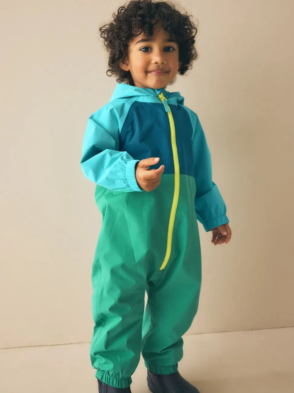 Blauw/Groen - Colourblock Puddlesuit (3mths-7yrs)