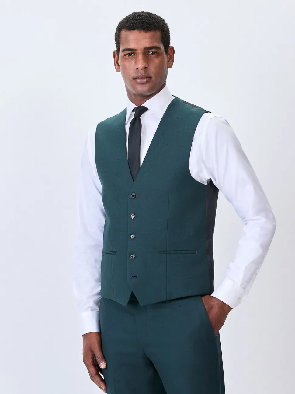 Blauwgroen - Herenvest met textuur