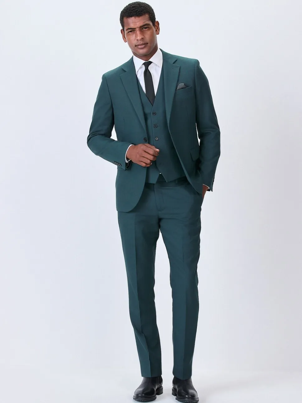 Blauwgroen - Herenvest met textuur