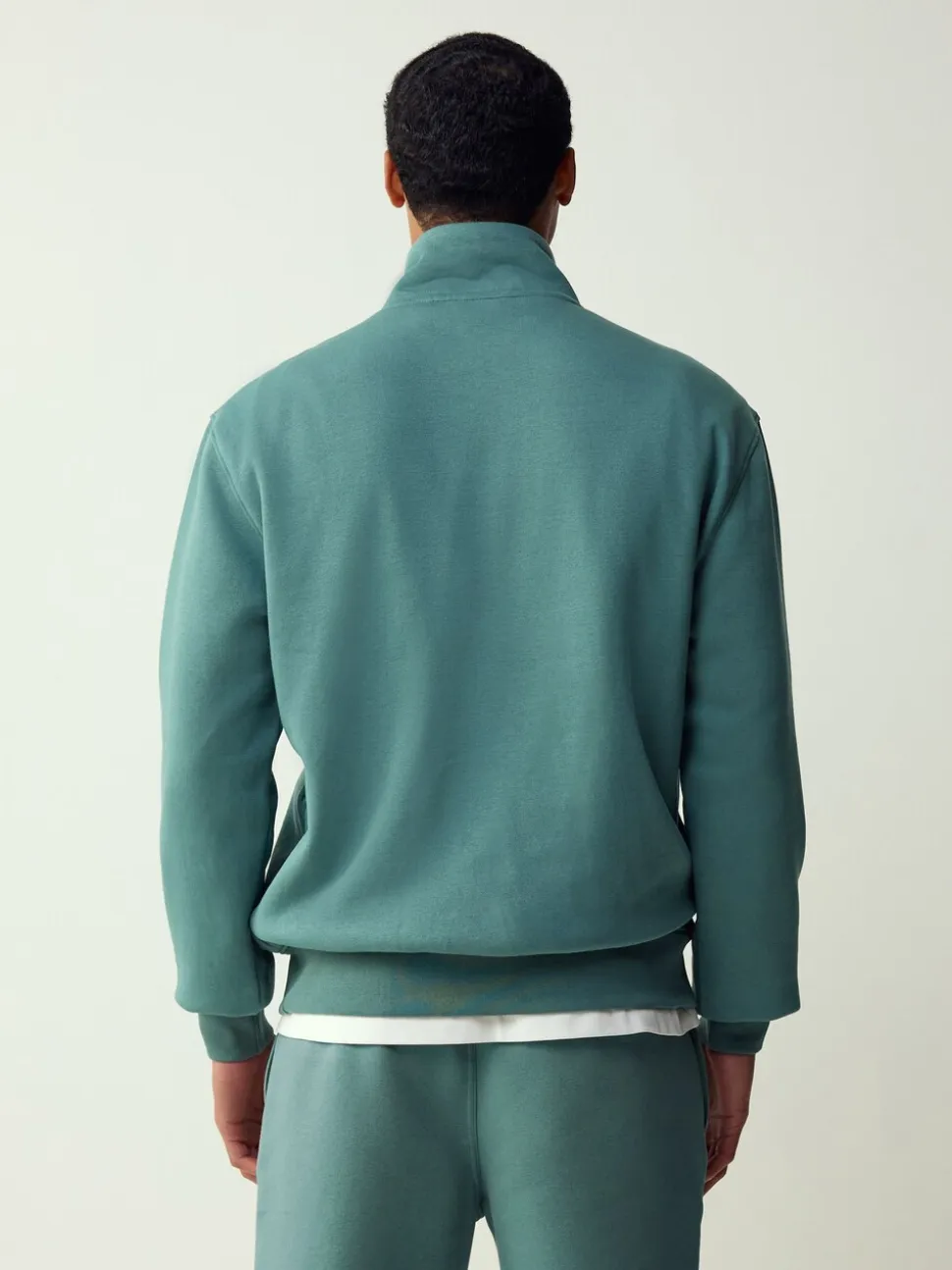 Blauwgroen - Kwartrits - Sweatshirt van jersey met hoog katoengehalte