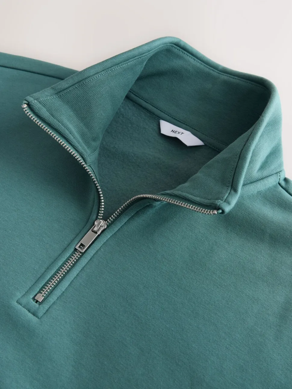 Blauwgroen - Kwartrits - Sweatshirt van jersey met hoog katoengehalte
