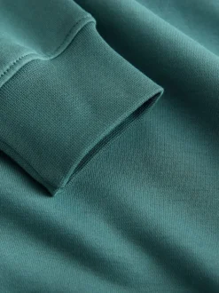 Blauwgroen - Kwartrits - Sweatshirt van jersey met hoog katoengehalte
