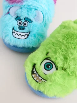 Blauw/Groen - Monsters Inc Fluffy Cupsole Slippers
