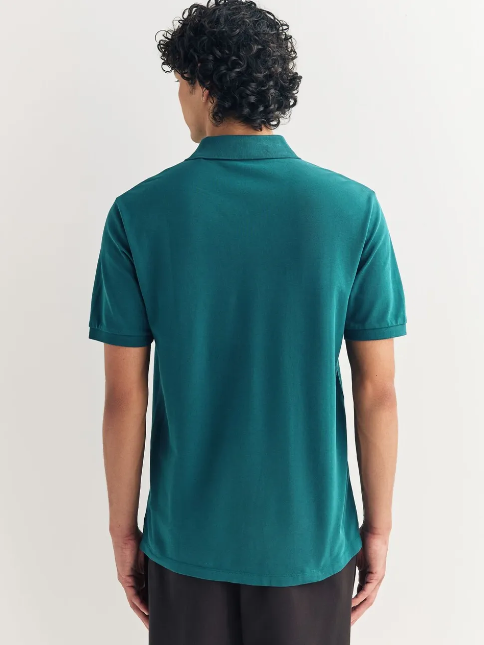 Blauwgroen - Normale Pasvorm - Piqué poloshirt met korte mouwen