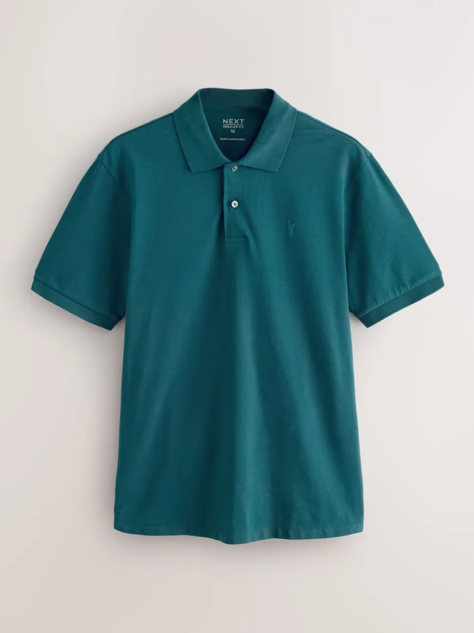 Blauwgroen - Normale Pasvorm - Piqué poloshirt met korte mouwen