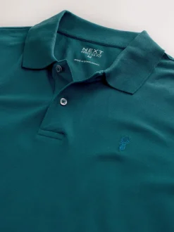 Blauwgroen - Normale Pasvorm - Piqué poloshirt met korte mouwen