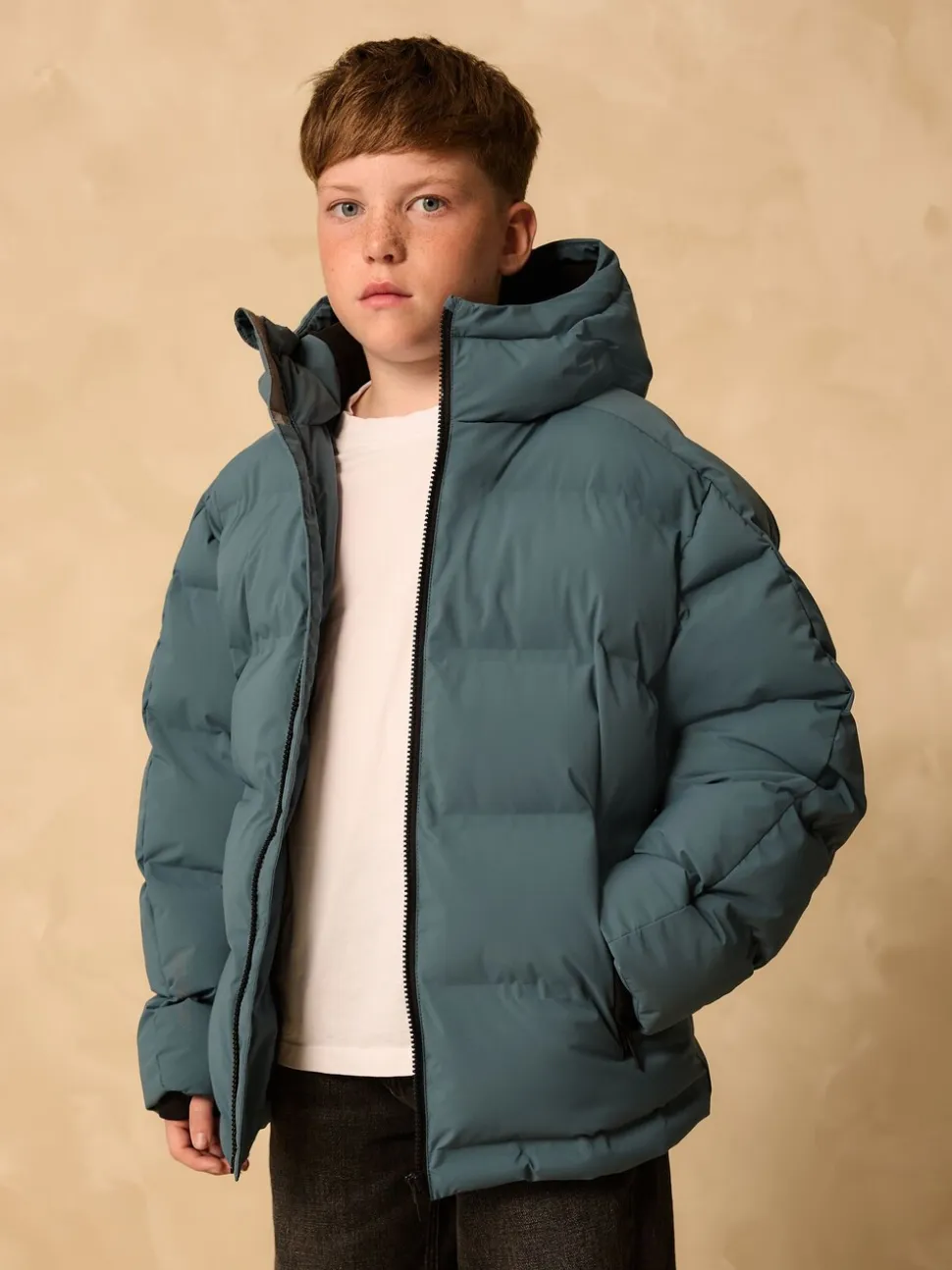Blauwgroen - Regenbestendige gewatteerde jas met microfleece voering (3-17jr)