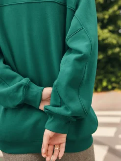 Blauwgroen - Relaxed Fit Heavyweight Longline Crew Neck Sweatshirt
